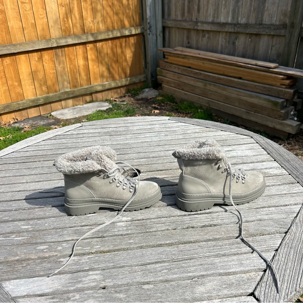 Splendid‎  hiking Boots Yvonne Suede upper faux Shearling lining ankle Sherpa 9